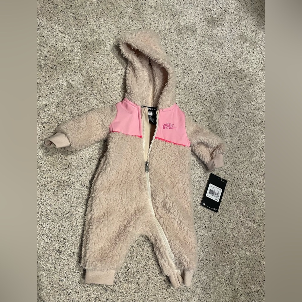 NWT 3 months Nike fuzzy one piece zip